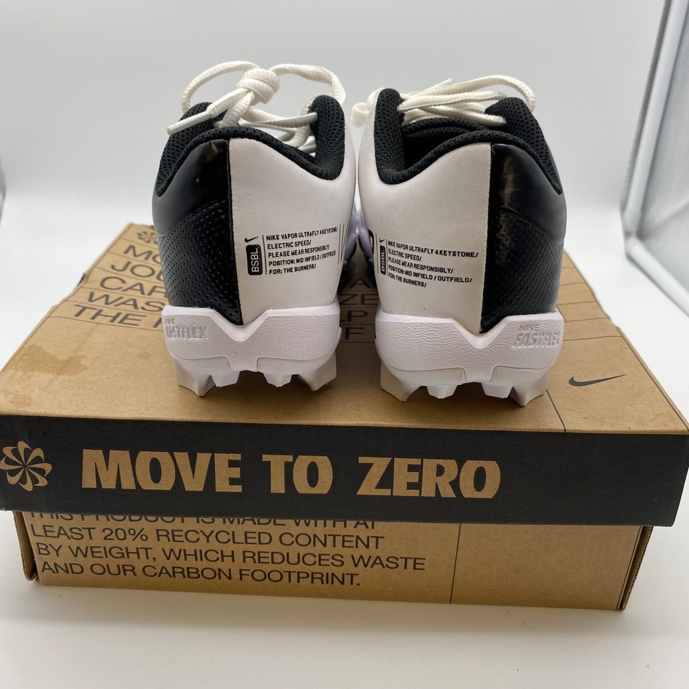 Nike Vapor Ultrafly 4 Keystone Kids 3.5Y Black White Baseball Cleats DA0702-001 - Picture 8 of 9